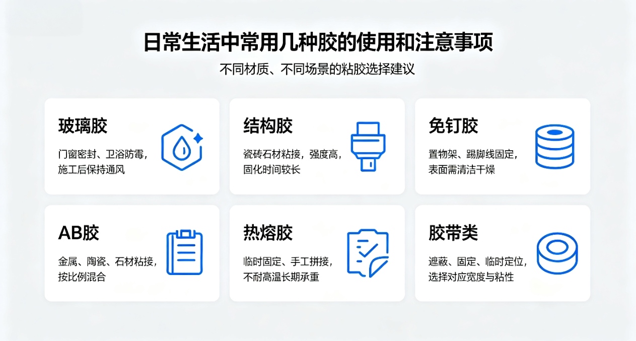 日常生活中常用几种胶的使用和注意事项｜装修维修粘胶选型指南