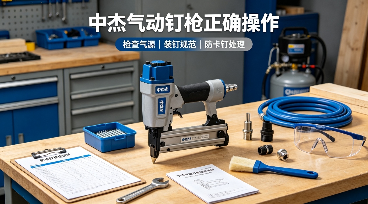 使用方法_中杰气动钉枪正确操作 防卡钉完整使用教程